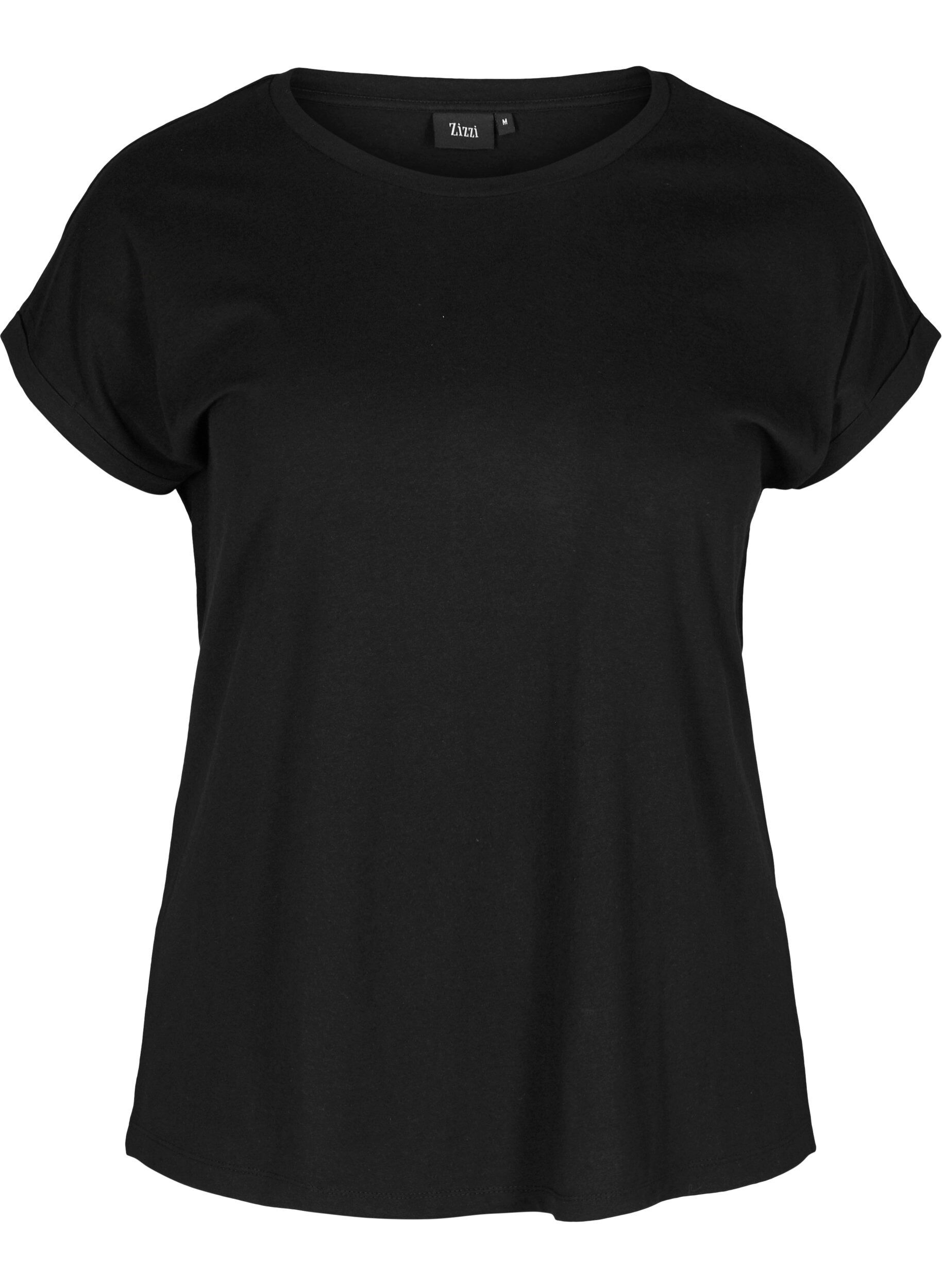 Zizzi T-shirt i bomullsmix, Black, Packshot image number 0