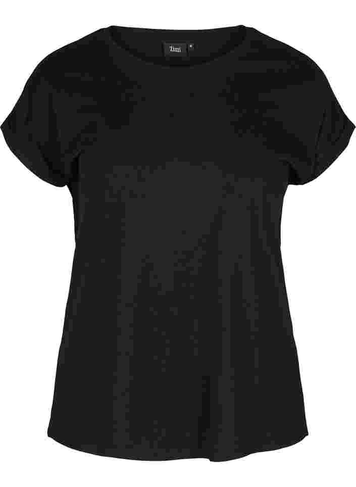 T-shirt i bomullsmix, Black, Packshot image number 0