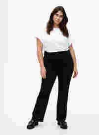 Ellen bootcut jeans med hög midja, Black, Model