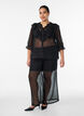 Transparent skjortblus med prickar och volangdetaljer, Svart, Model image number 1