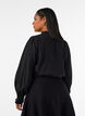 Skjortblus med broderade blomapplikationer, Svart, Model image number 2