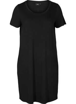Klänning med korta ärmar, Black, Packshot image number 0