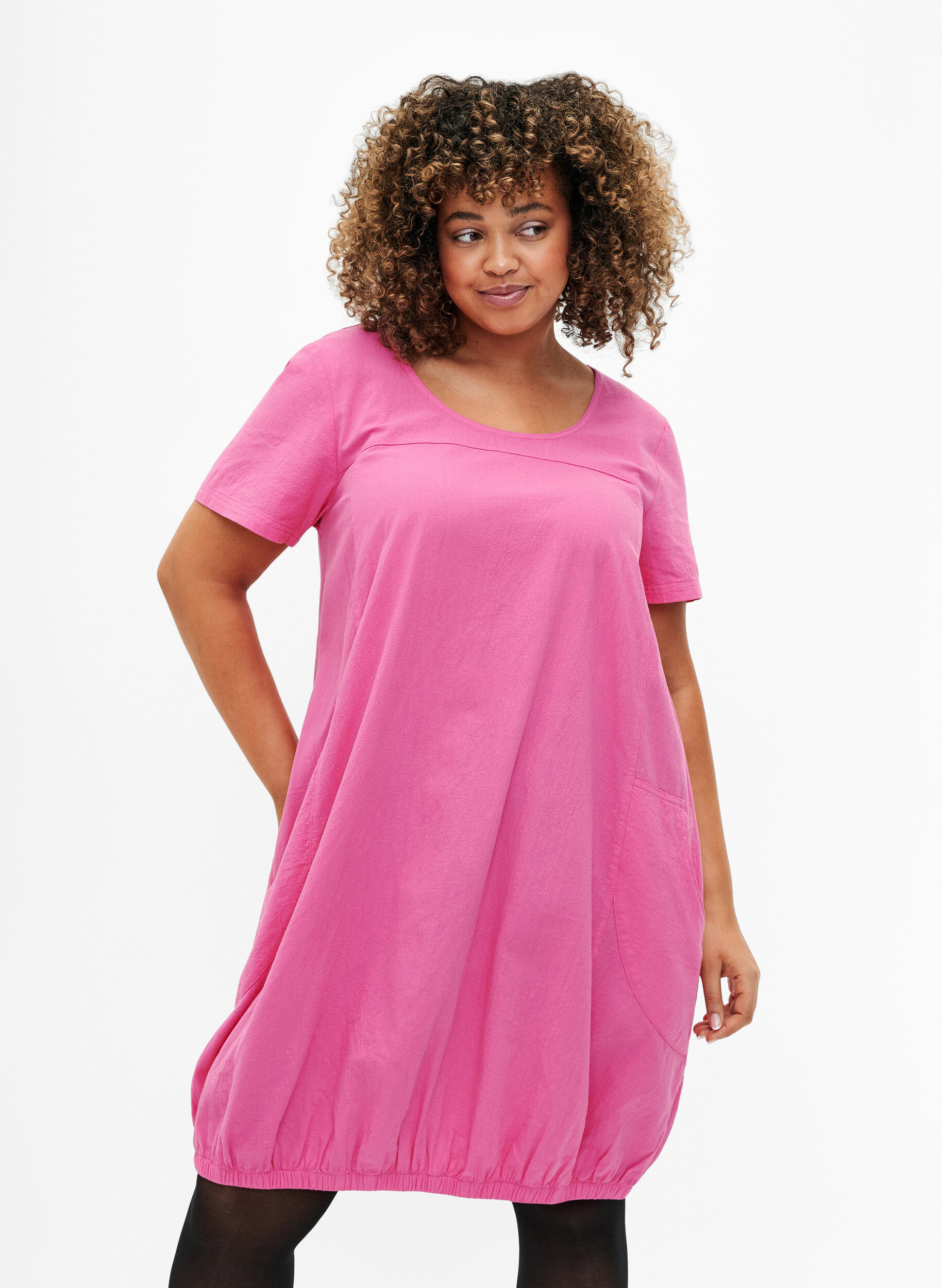 ZizziKort&auml;rmad bomullskl&auml;nning, Rosa, Model image number 0