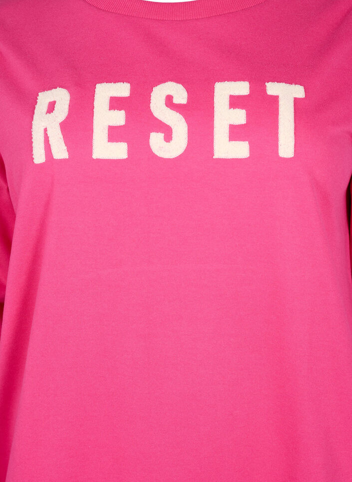 Sweatshirt med text, Fuchsia P. W. Reset, Packshot image number 2