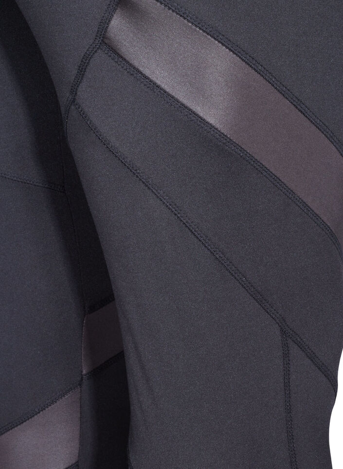 Cropped tr&auml;ningstights med mesh, Black, Packshot image number 3