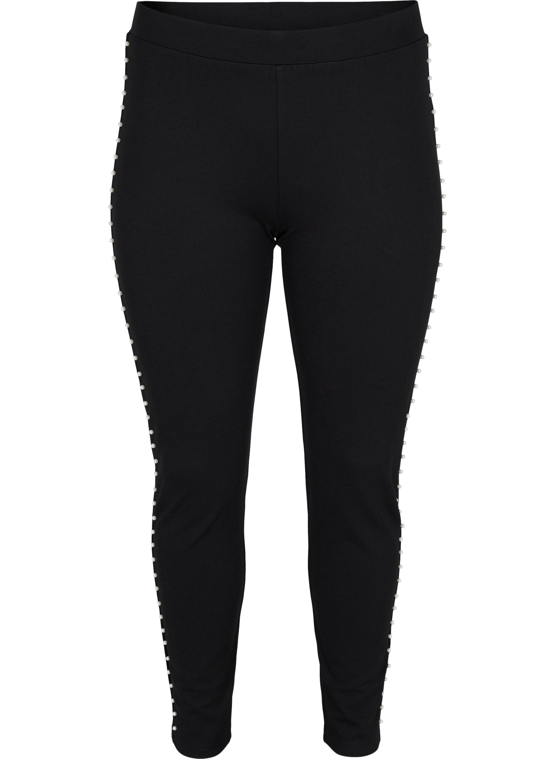 Zizzi Leggings med p&auml;rlor, Black, Packshot image number 0