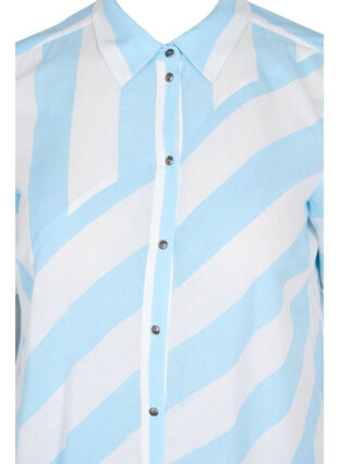 Kortärmad skjortklänning i bomull med ränder, Blue Bell Stripe, Packshot image number 2