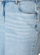 Croppade jeans med en sliten look och r&aring;a kanter, Bl&aring;, Packshot image number 2