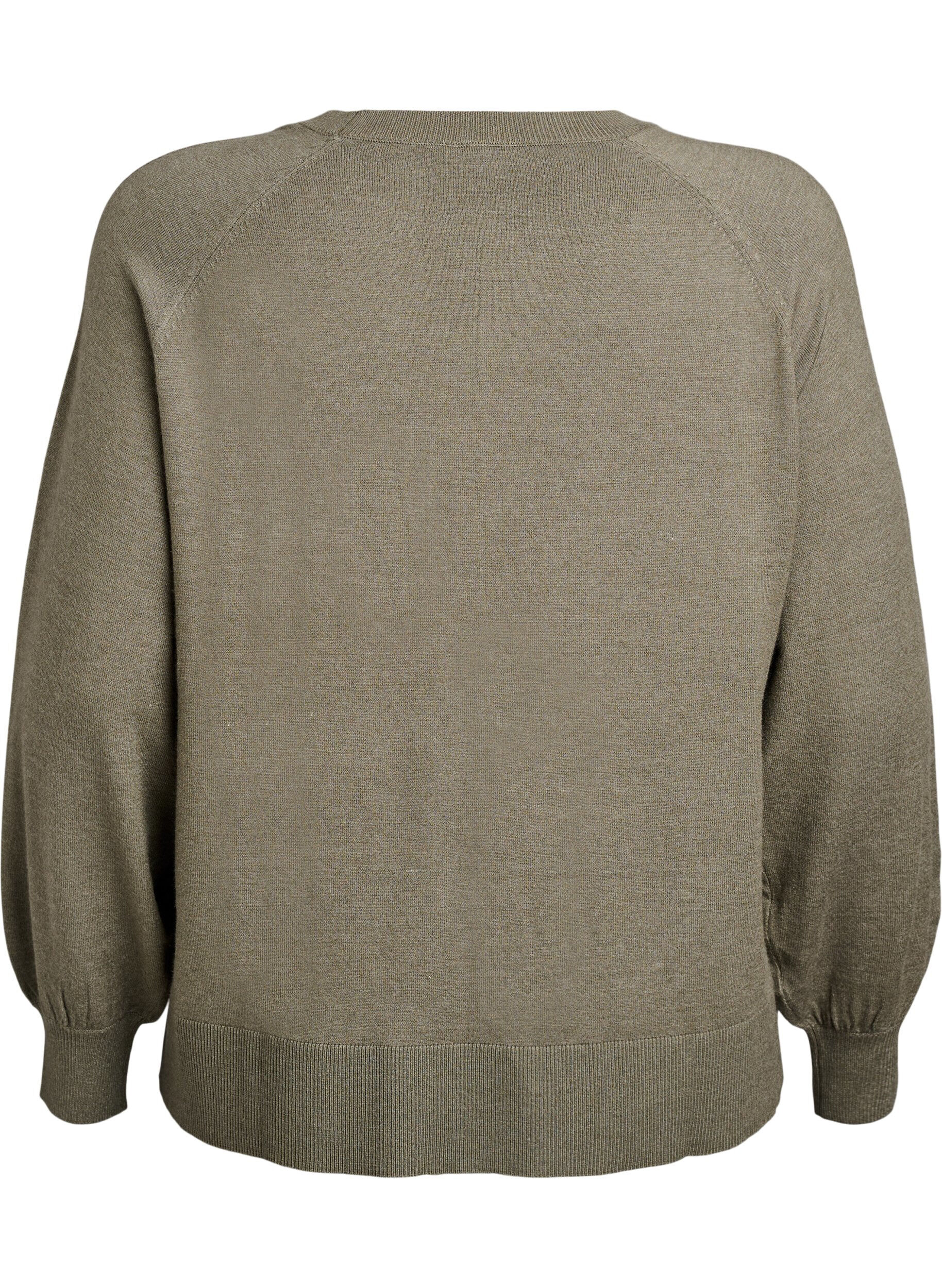 Zizzi Stickad blus med mitts&ouml;m och raglan&auml;rmar, Gr&ouml;n, Packshot image number 1