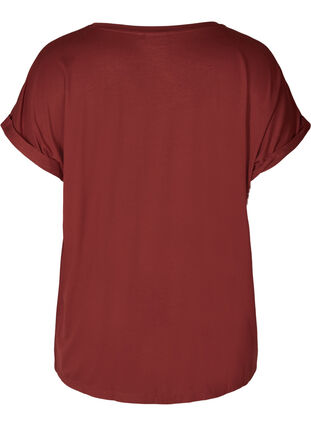 T-shirt i viskosmix med rund hals, Madder Brown, Packshot image number 1