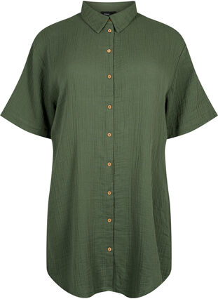 Kortärmad skjorta med knappar, Thyme, Packshot image number 0