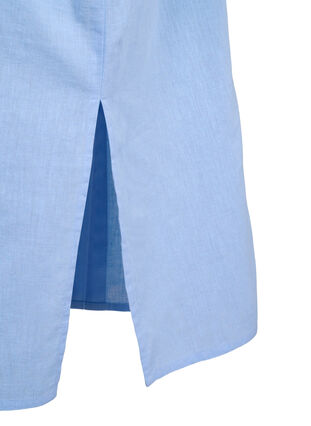 Lång skjorta i bomullsblandning med linne, Serenity, Packshot image number 3