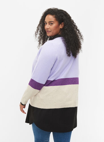 Stickad tröja med rund hals, Lavender Comb, Model image number 1