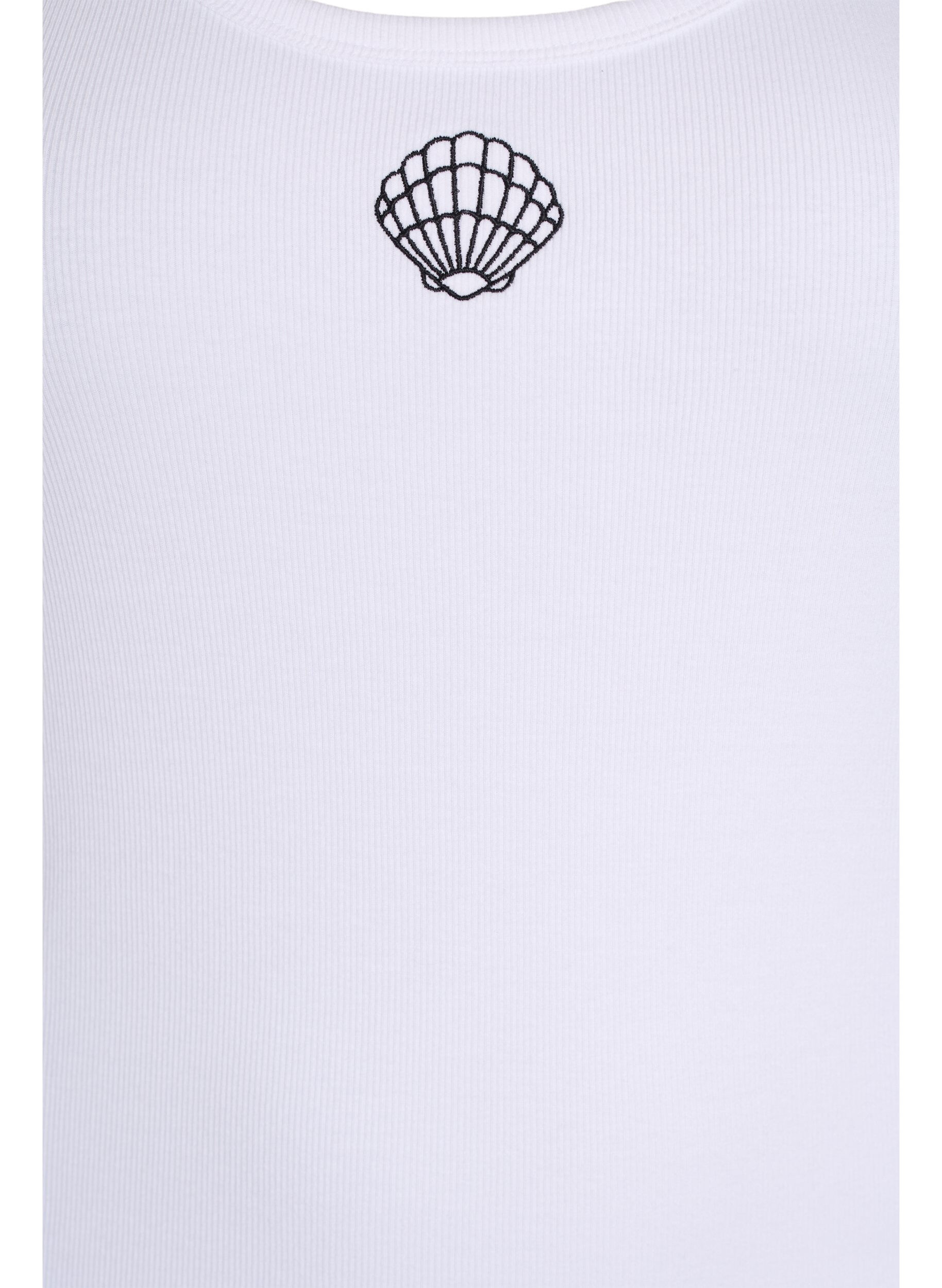 Zizzi T&aring;tsittande topp med motiv, Vit, Packshot image number 2