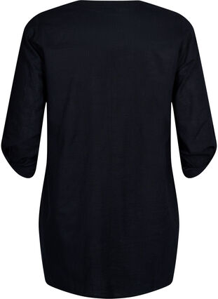 Tunika i bomull med 3/4-ärmar, Black, Packshot image number 1