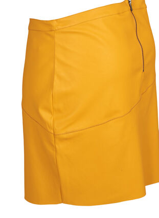 Kjol i imiterat skinn, Golden Yellow, Packshot image number 2