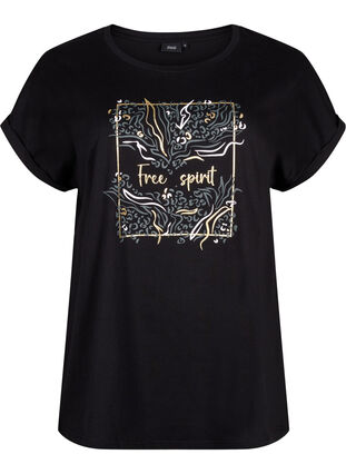 T-shirt i ekologisk bomull med guldtryck, Black W. Free, Packshot image number 0