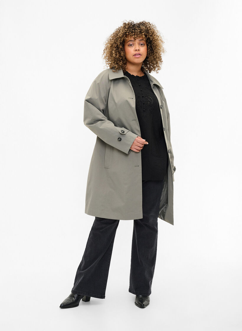 Trenchcoat med fickor och skärp, Sea Spray, Model image number 3