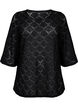 Crochet blus med 3/4 ärmar, Black, Packshot image number 0