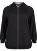 Kofta i sweatshirt material med huva och fickor, Svart, Packshot image number 0