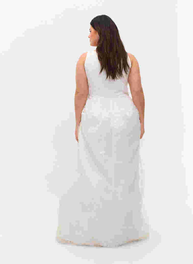Ärmlös brudklänning med v-ringning, Star White, Model image number 1