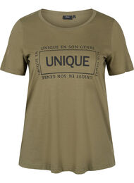 T-shirt i bomull med tryck, Ivy Green/Unique