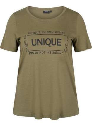 T-shirt i bomull med tryck, Ivy Green/Unique, Packshot image number 0