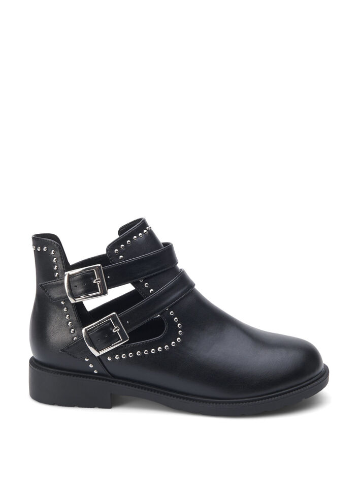 Wide fit - Ankelboots med nitar, Black, Packshot image number 0
