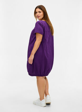 Kortärmad klänning i bomull, Violet Indigo, Model image number 1