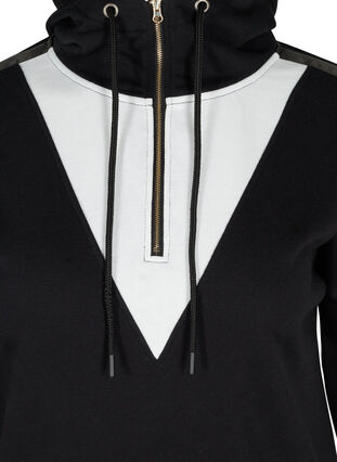 Sweatshirt med huva och dragkedja, Black White, Packshot image number 2