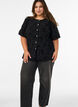 Blus med blommigt m&ouml;nster och ballong&auml;rmar, Svart, Model image number 1