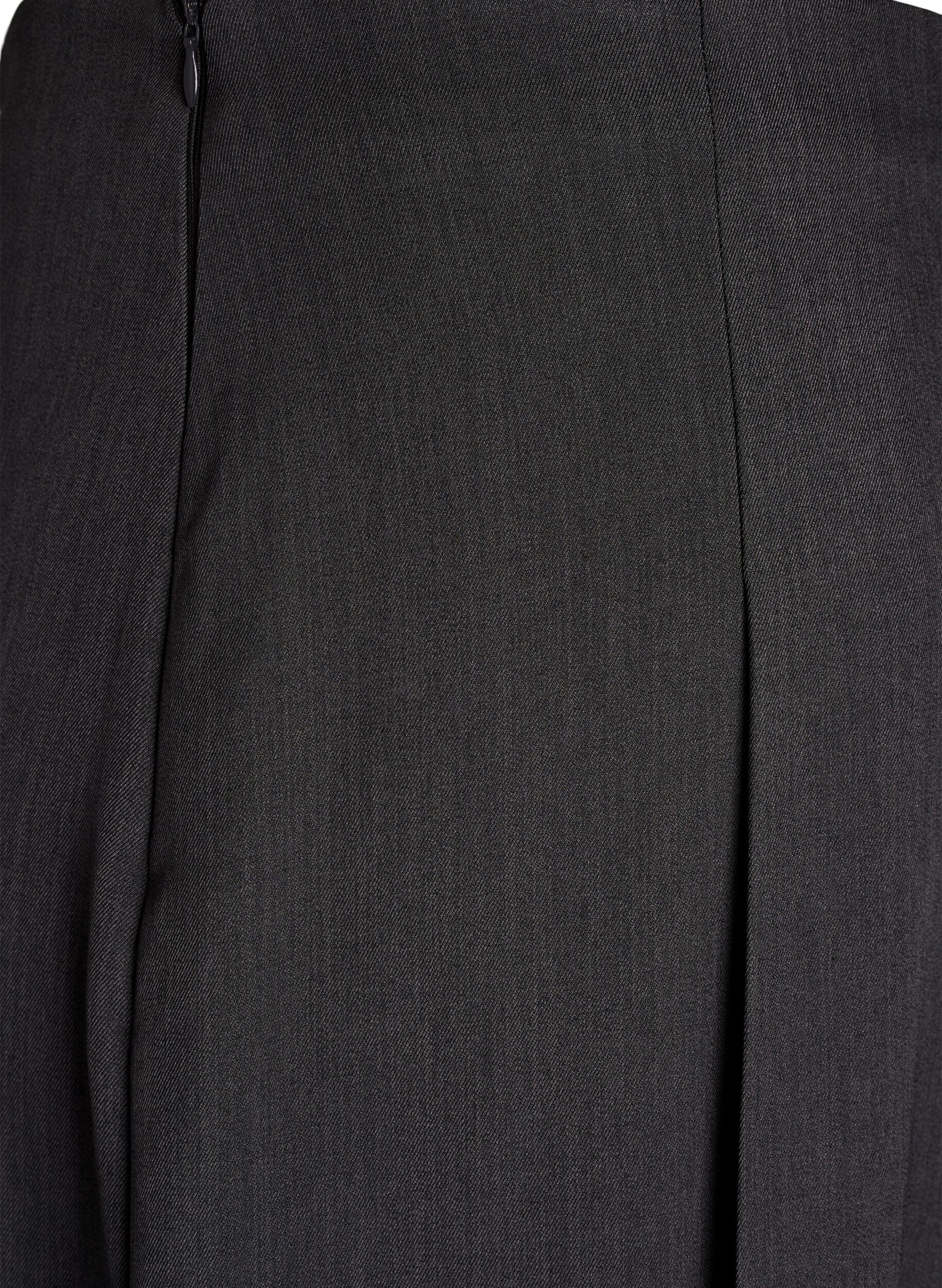 Zizzi Midikjol med breda veck, Gr&aring;, Packshot image number 3