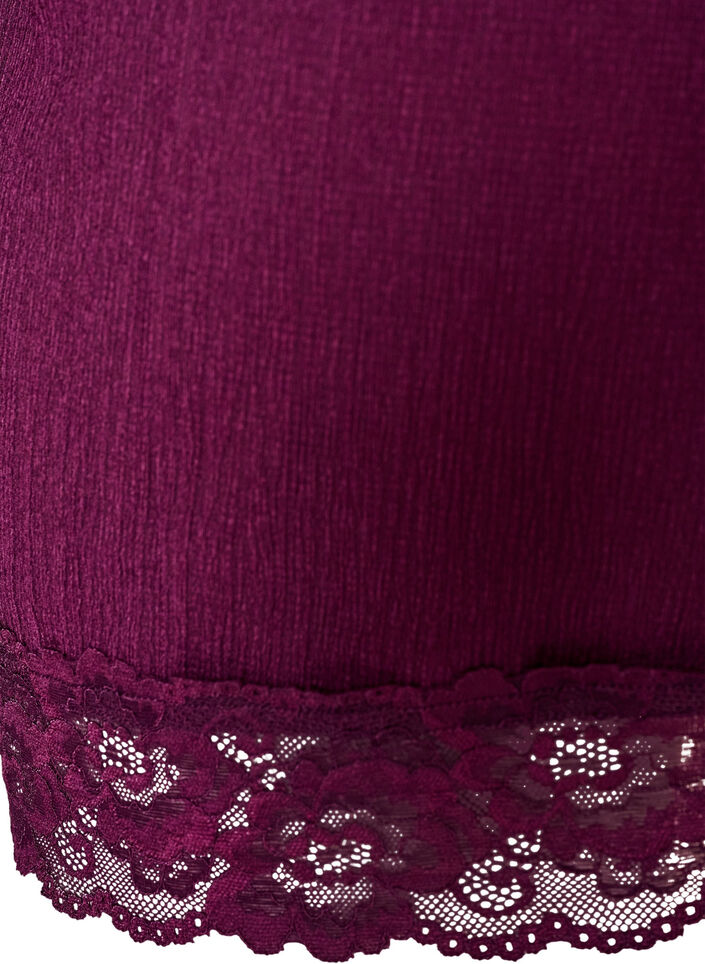 Blus i jersey med asymmetrisk spetskant, Lila, Packshot image number 3