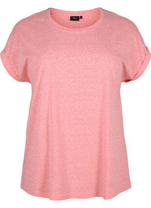 Melerad t-shirt med korta ärmar, Living Coral Mel., Packshot image number 0
