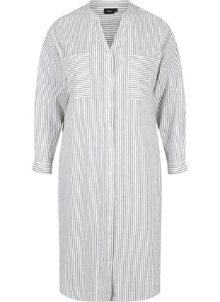 Randig skjortklänning i bomull, White Stripe, Packshot image number 0