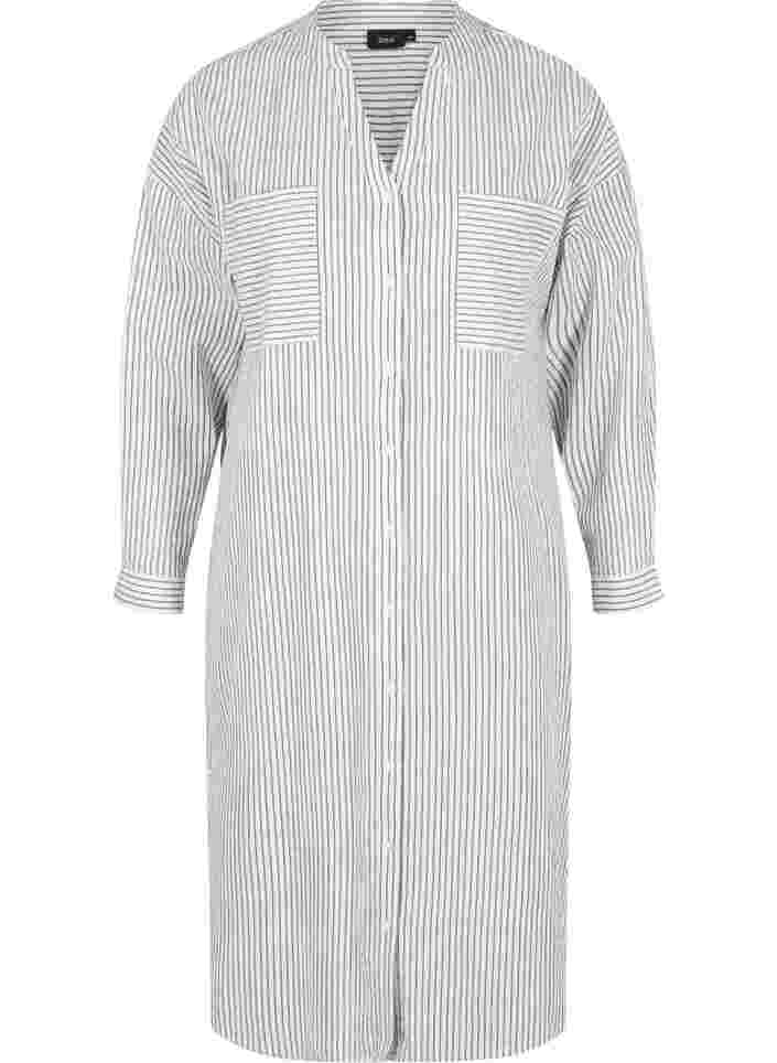Randig skjortklänning i bomull, White Stripe