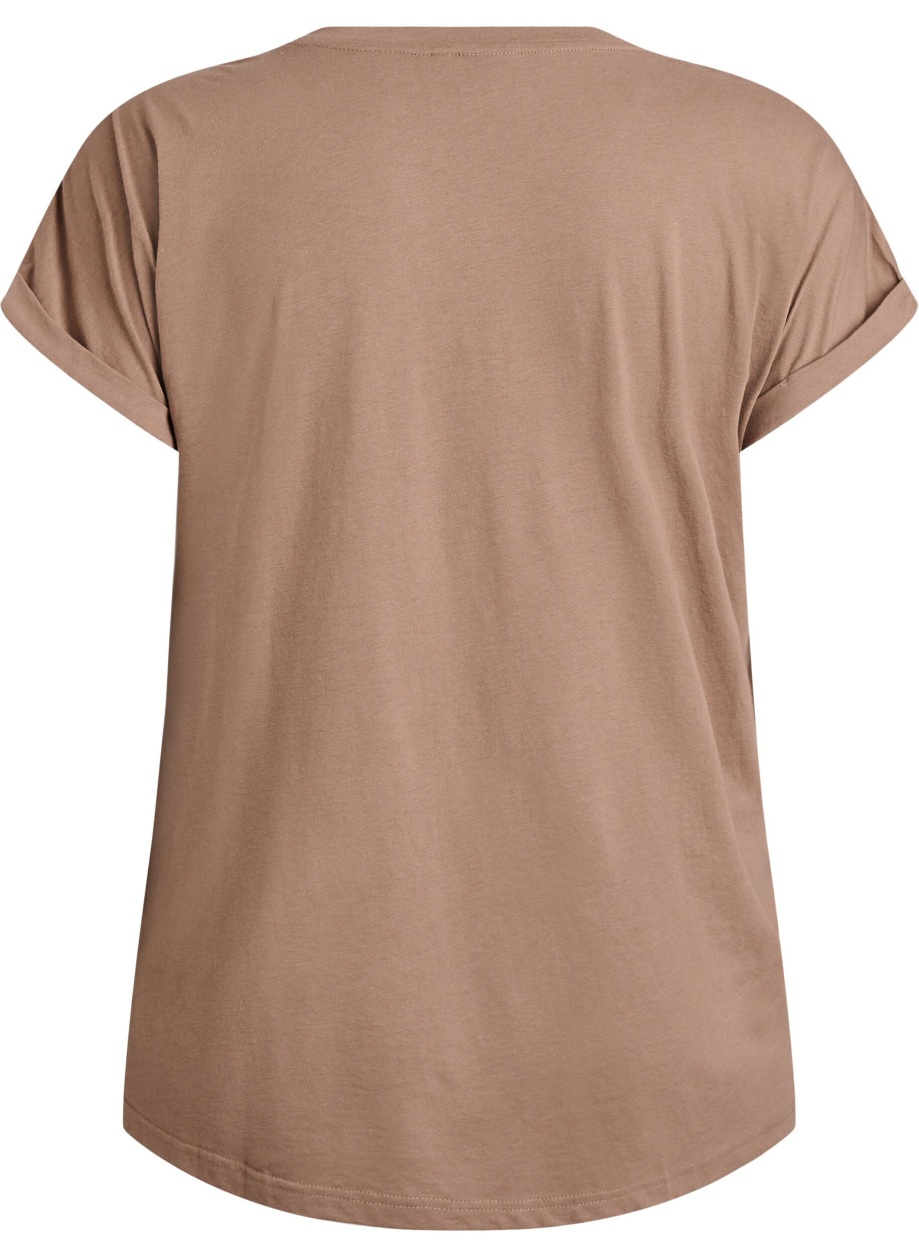 ZizziKort&auml;rmad t-shirt i bomullsmix, Brun, Packshot image number 1