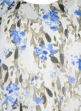 Mönstrad blus med långa ärmar, Blue Flower AOP, Packshot image number 2