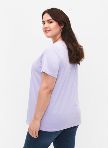 T-shirt i bomull med texttryck, Lavender W. Chicago, Model image number 1