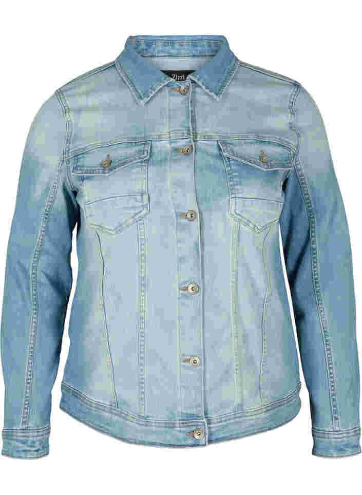 Ljus jeansjacka med bröstfickor, Light blue denim, Packshot image number 0