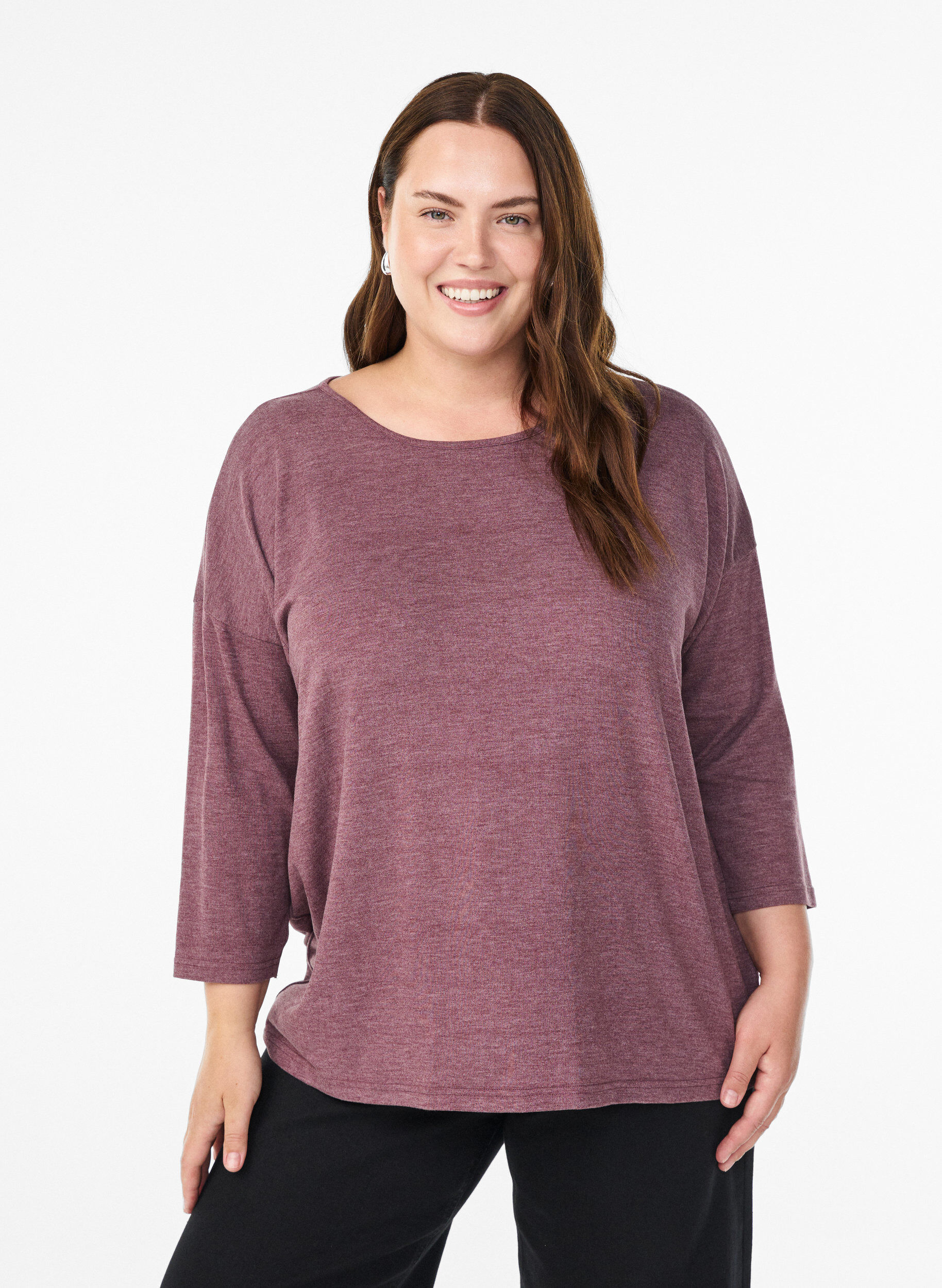 ZizziJerseyblus med 3/4-&auml;rm, R&ouml;d, Model image number 0