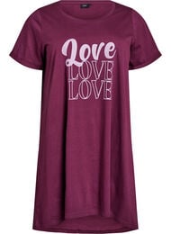 Kort&auml;rmat nattlinne i ekologisk bomull, M&ouml;rk Bordeaux