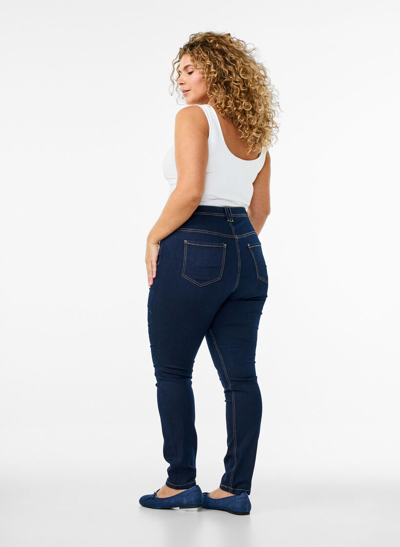 Superslimmade Amy-jeans med hög midja, Blå, Model image number 1