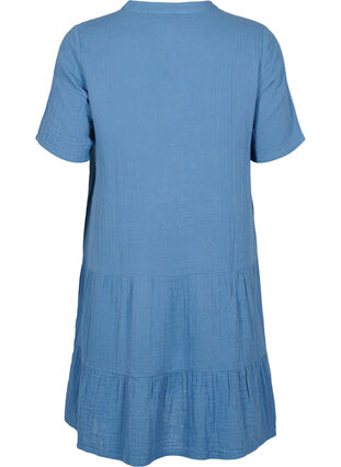 Kortärmad klänning i 100% bomull, Moonlight Blue, Packshot image number 1