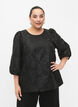 Blus i jacquard med 3/4 ärmar, Black, Model image number 0