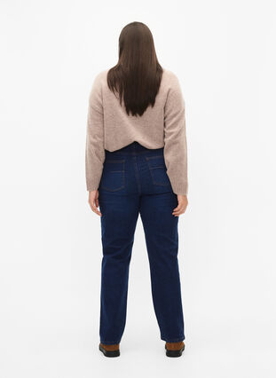 Megan jeans med extra hög midja och normal passform, Dark blue, Model image number 1