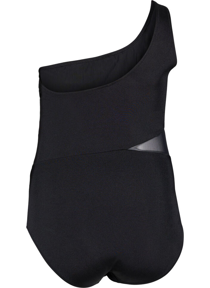 One-shoulder baddr&auml;kt med mesh, Black, Packshot image number 1