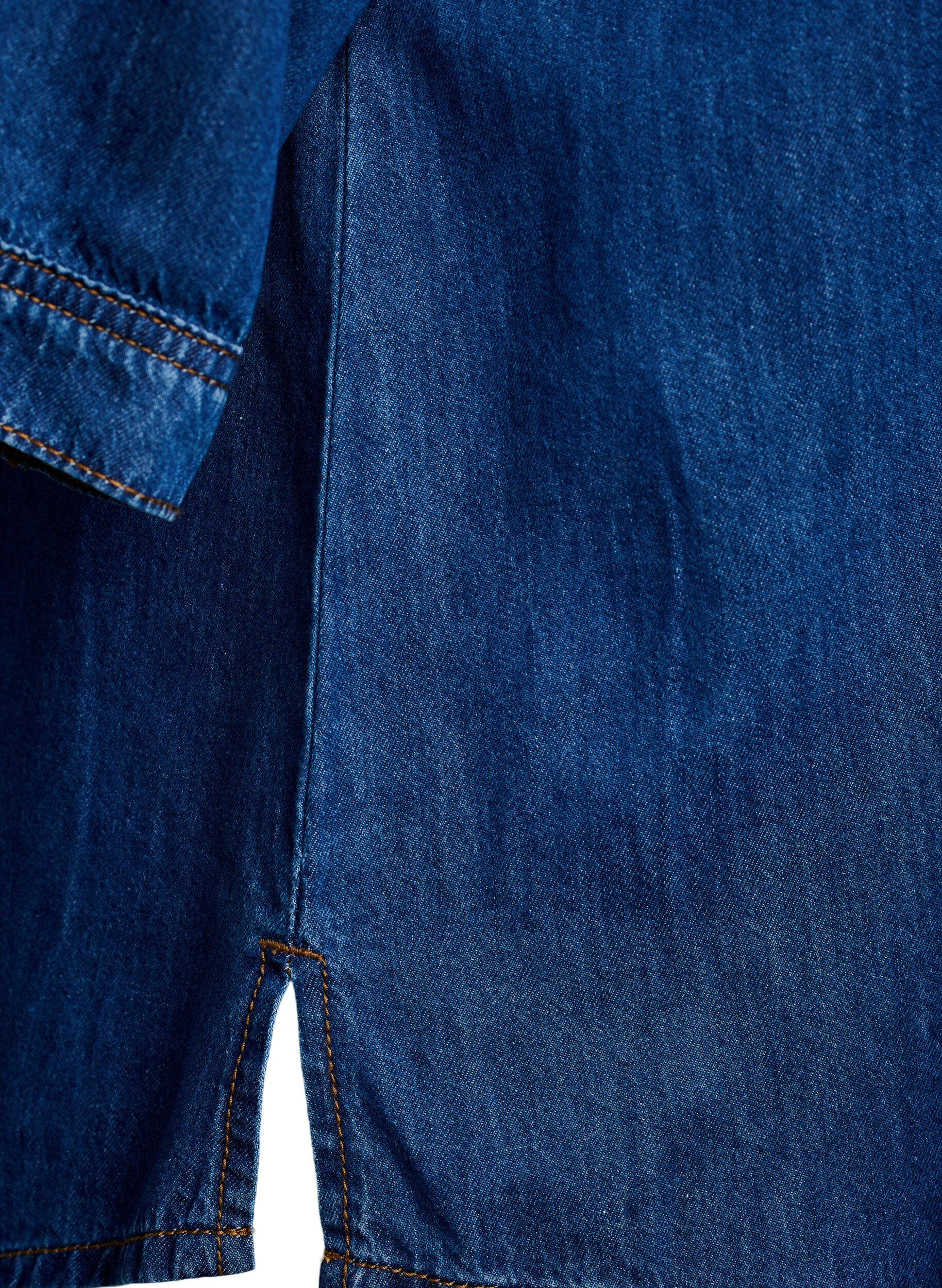 ZizziDenimblus med en br&ouml;stficka och armb&aring;gsl&aring;nga &auml;rmar, Bl&aring;, Packshot image number 3