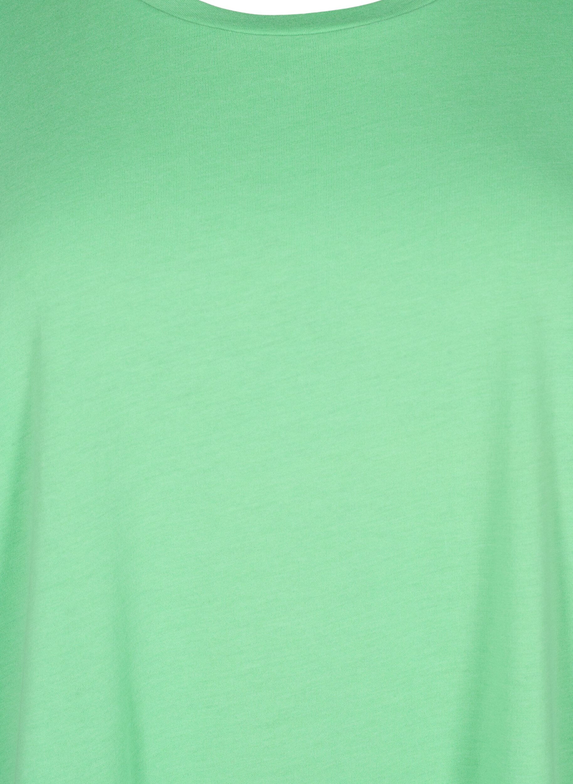 ZizziKort&auml;rmad t-shirt i bomullsblandning, Gr&ouml;n, Packshot image number 2