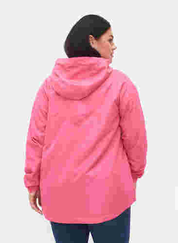 Kort jacka med huva och justerbar fåll, Hot Pink, Model image number 1